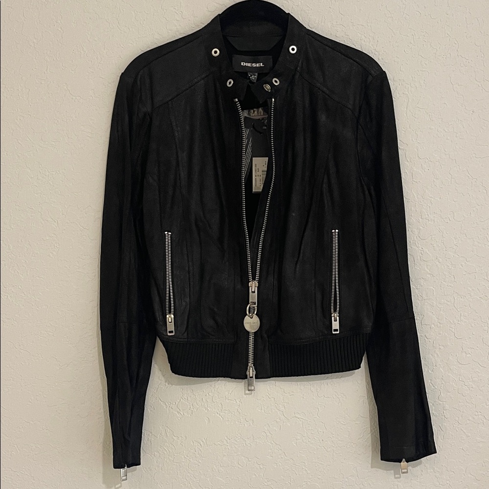 Diesel Women's shimmering Goat skin Leather Jacket